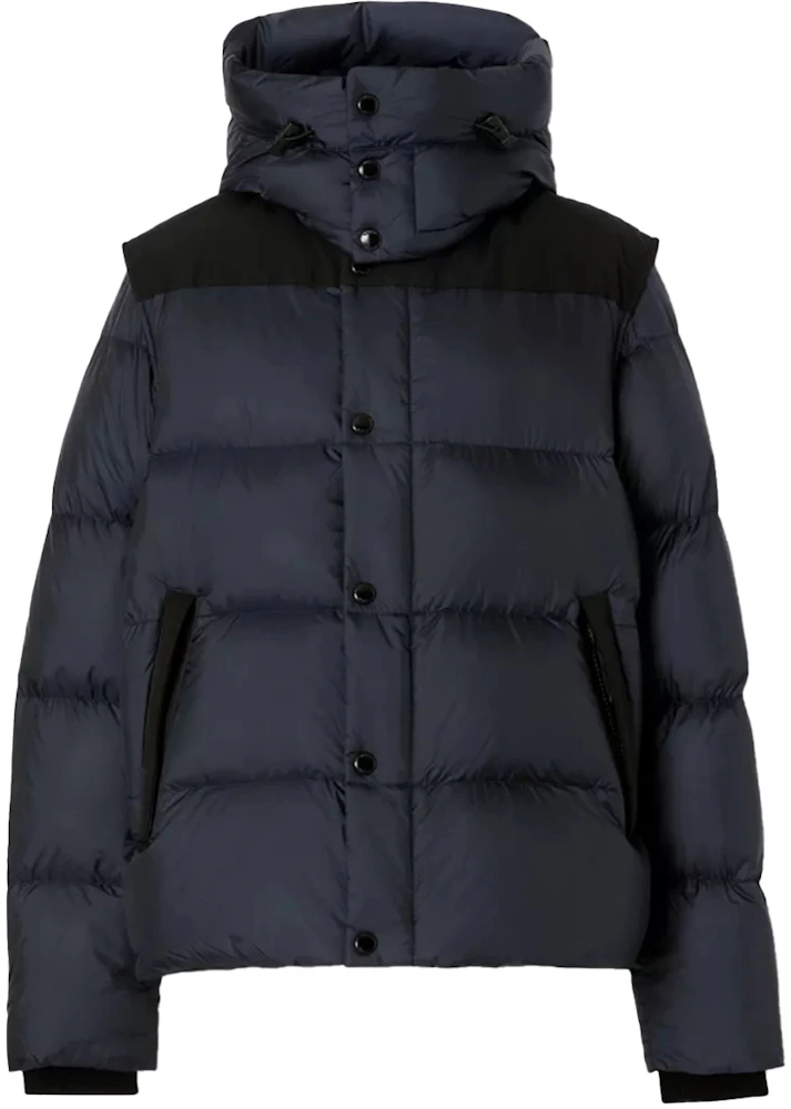 Burberry Detachable Sleeve Hooded Puffer Jacket Navy Homme - FR