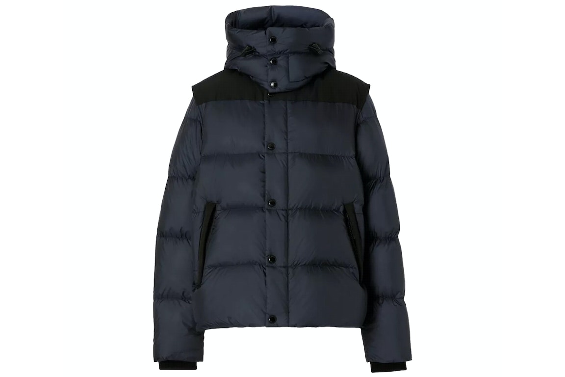 Pre-owned Burberry Detachable Sleeve Hooded Puffer Jacket Navy
