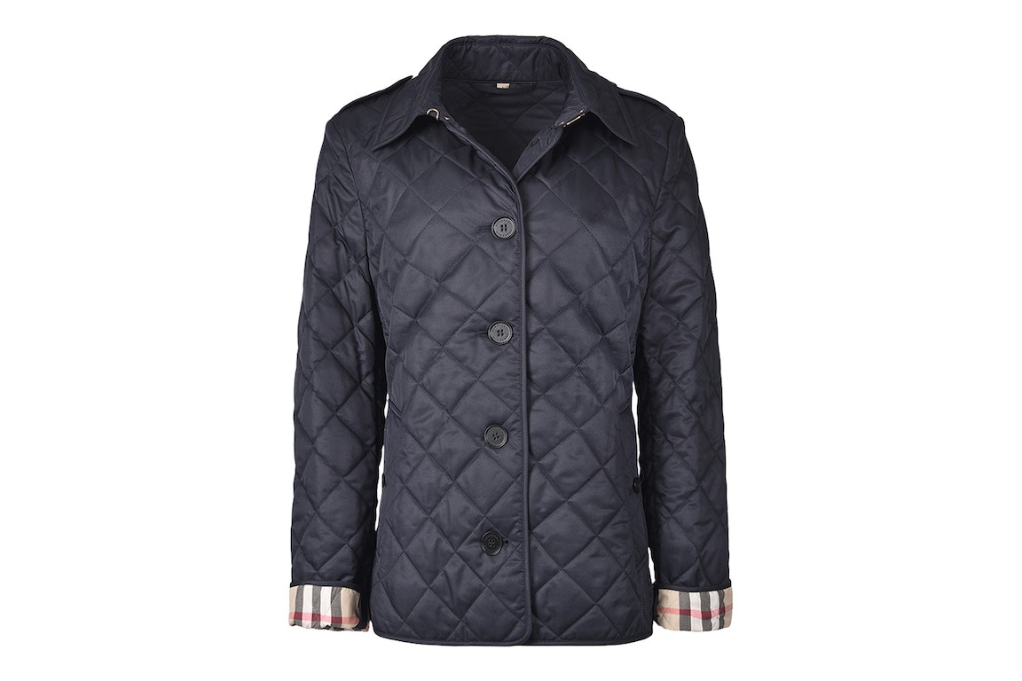 Pre-owned Burberry Diamond Quilted Jacket Navy