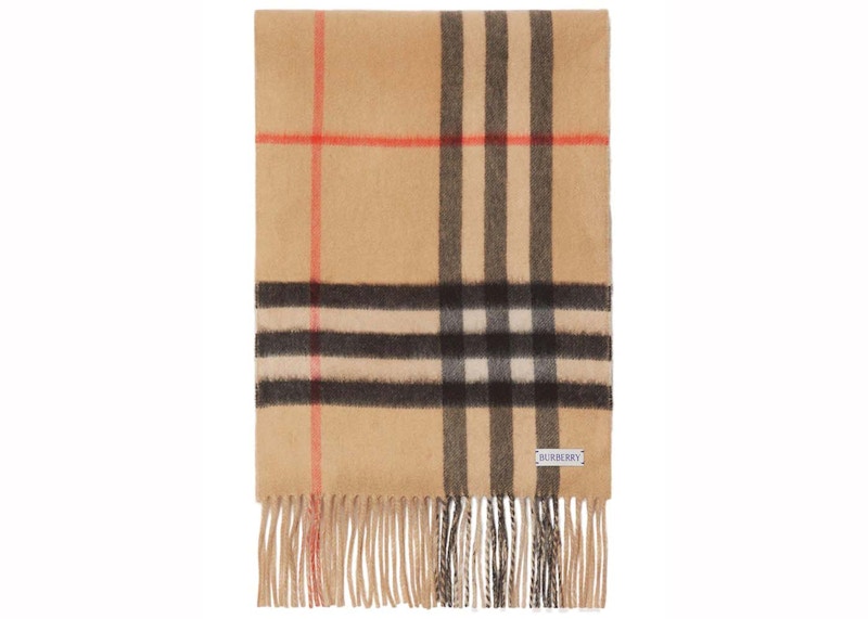 Pre-owned Burberry Double Face Medium Giant Check Scarf In Sand/flax Melange
