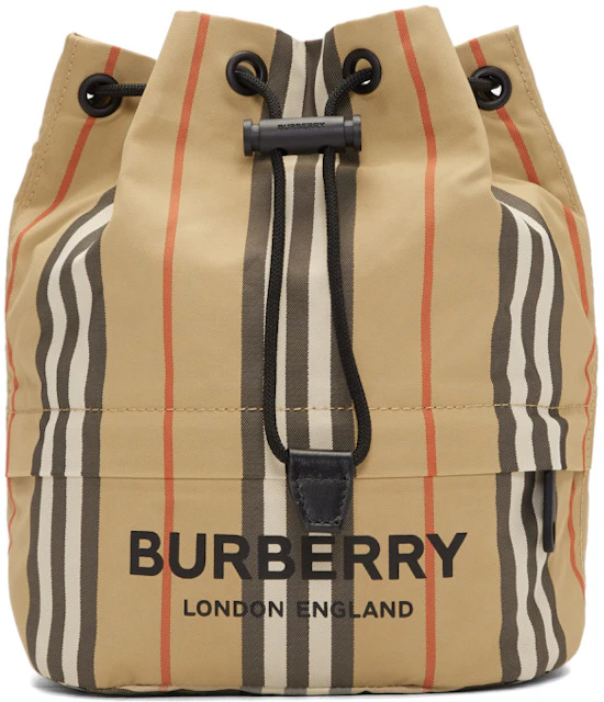 Burberry Drawcord Pouch Check Nylon Beige in Nylon with Black-tone - US