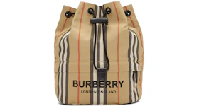 Burberry Drawcord Pouch Check Nylon Beige
