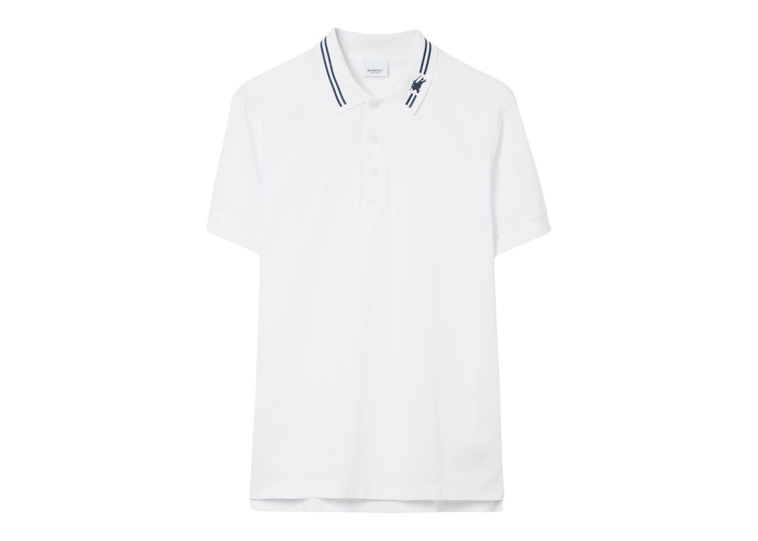 Pre-owned Burberry Ekd Cotton Polo Polo Shirt White
