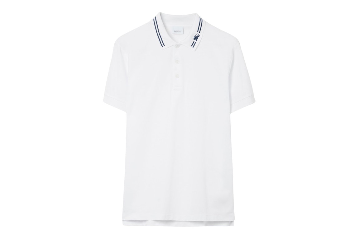 Pre-owned Burberry Ekd Cotton Polo Polo Shirt White