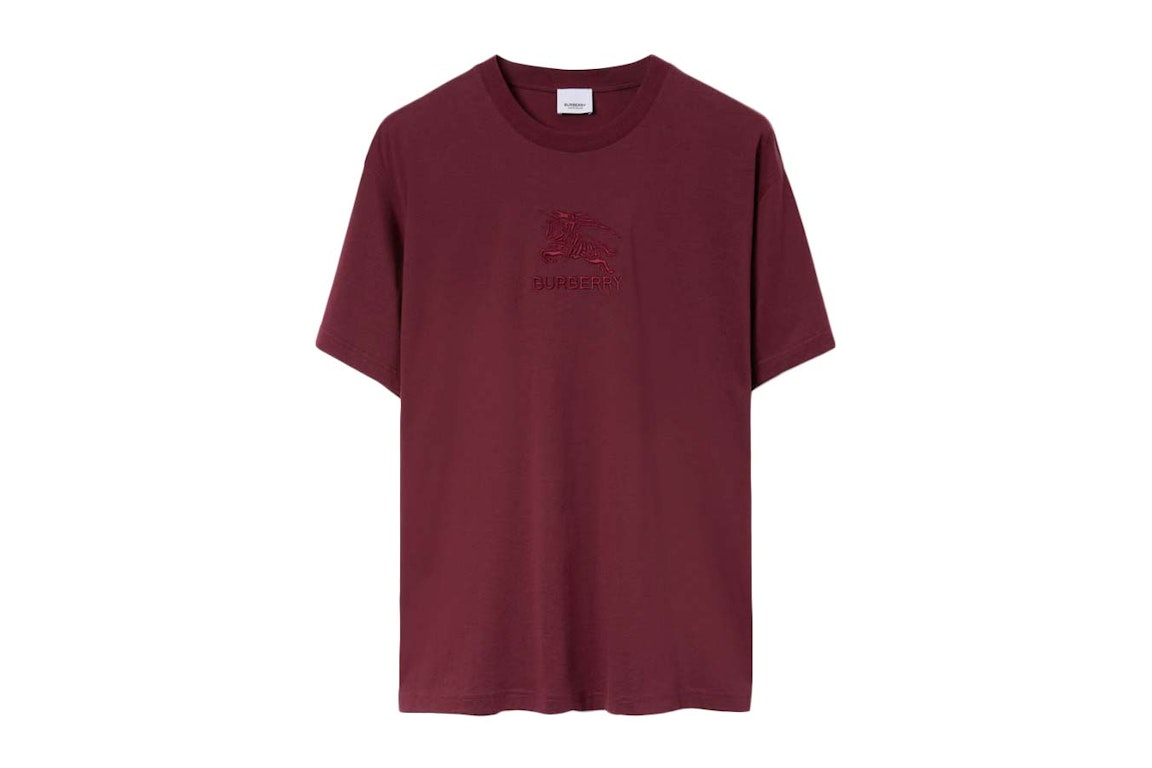 Pre-owned Burberry Ekd Cotton T-shirt Deep Crimson