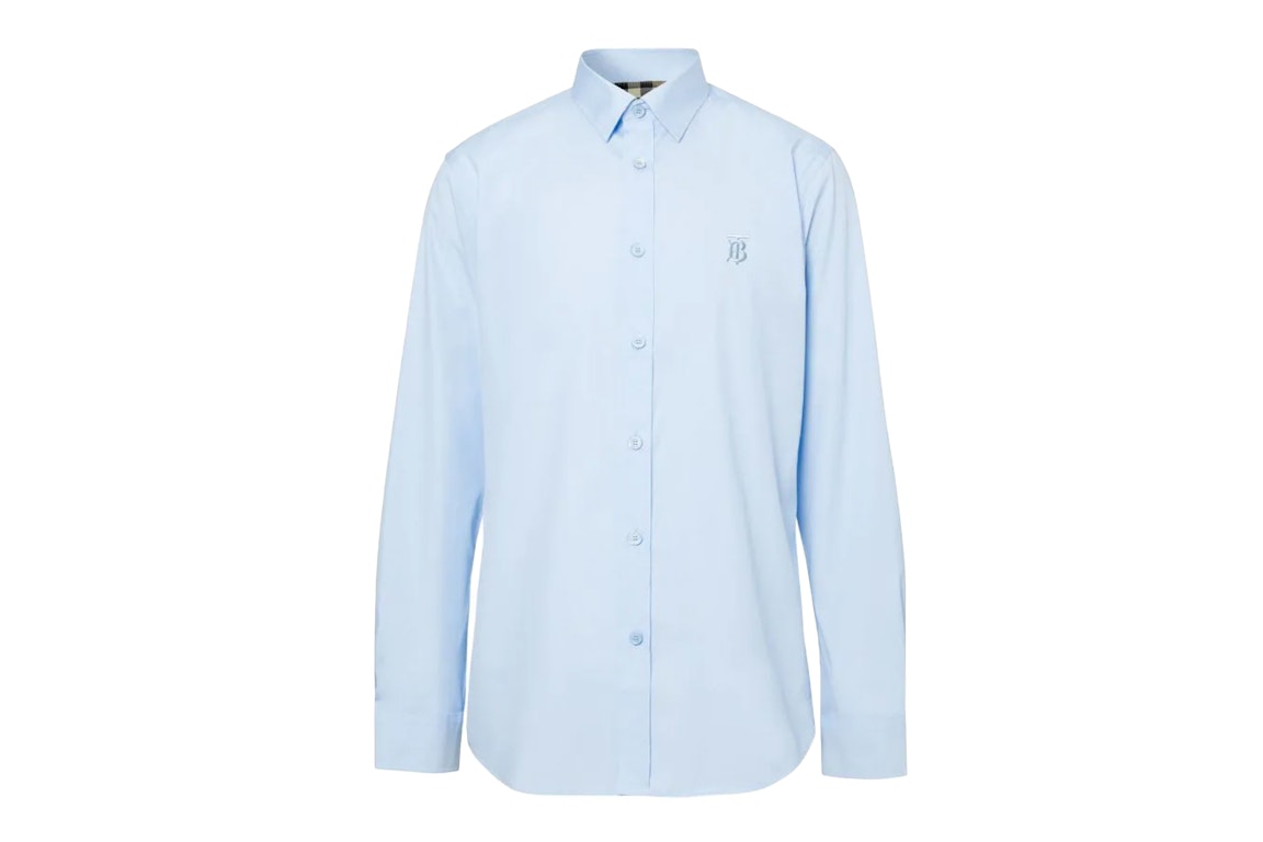 Pre-owned Burberry Ekd Embroidered Shirt Blue