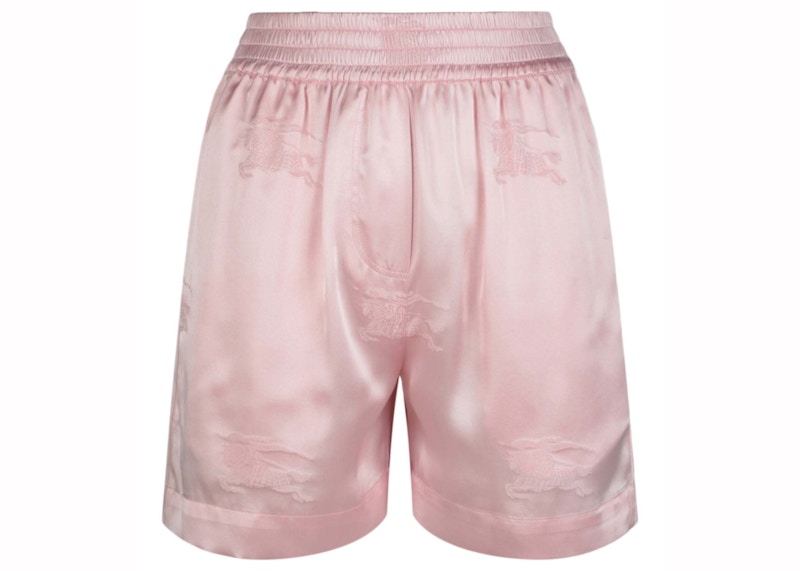 Pre-owned Burberry Women's Ekd Jacquard Silk Shorts In Light Pink