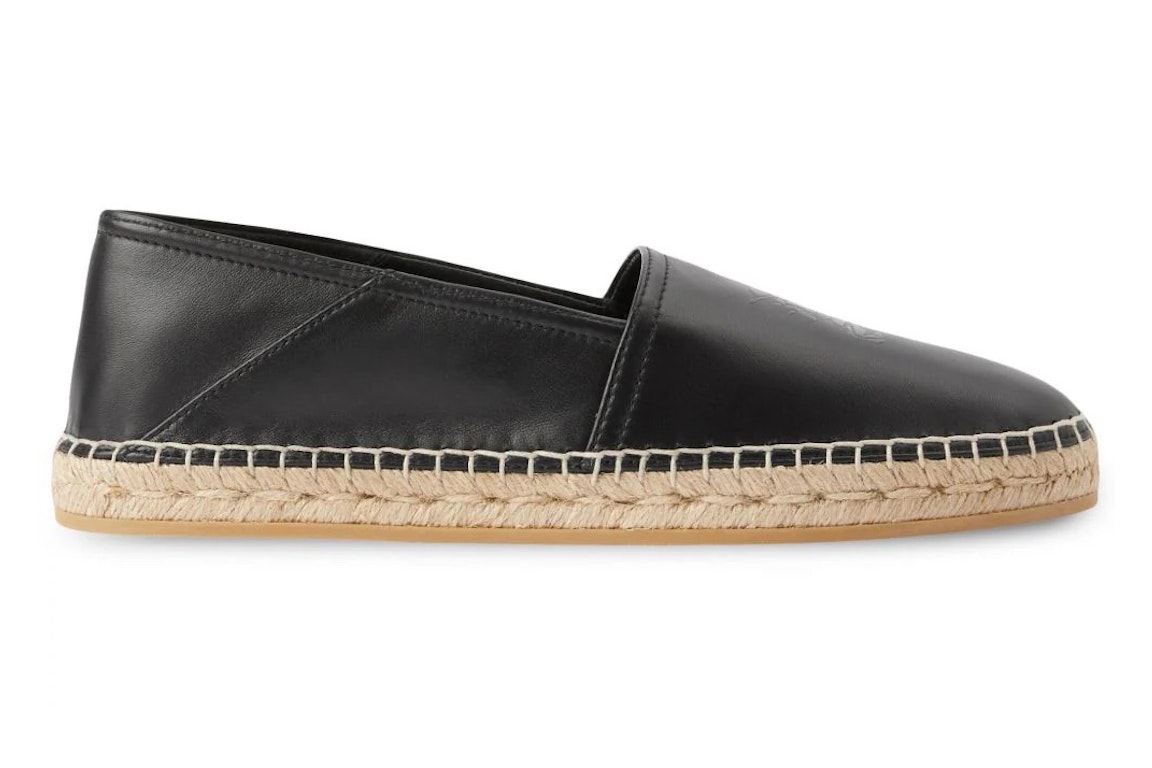 Pre-owned Burberry Ekd Round-toe Leather Espadrille Black
