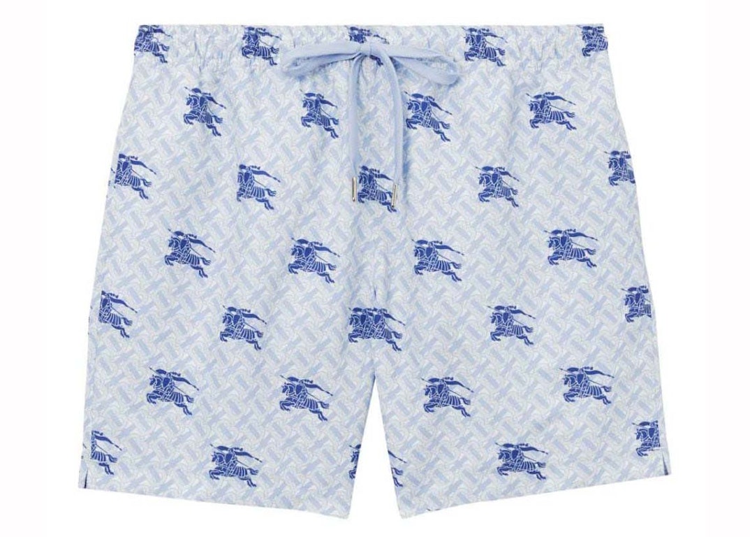 Pre-owned Burberry Ekd Tb-monogram Swim Shorts Blue