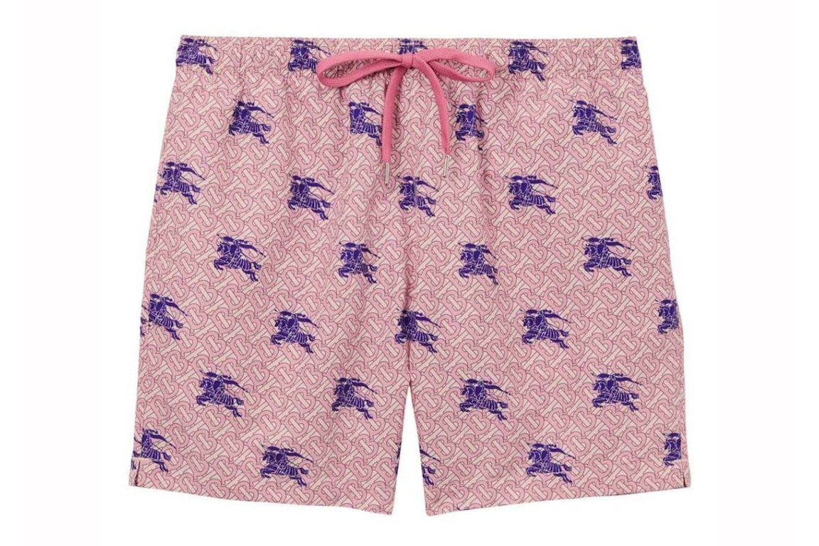 Pre-owned Burberry Ekd Tb-monogram Swim Shorts Pink