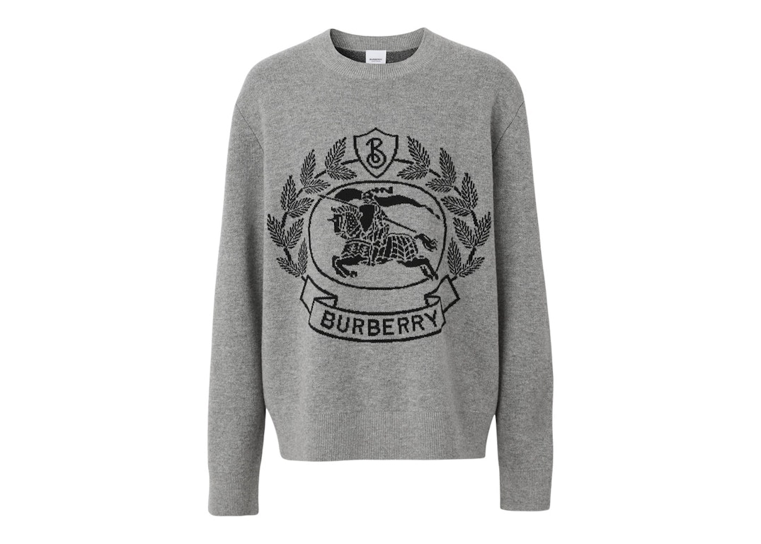 Pre-owned Burberry Ekd Wool Jacquard Oversized Sweater Dark Thunder Grey