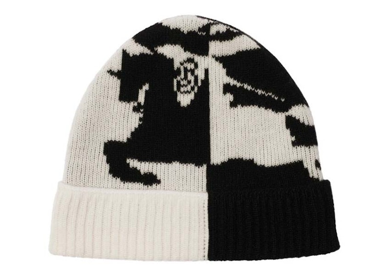 Pre-owned Burberry Ekd Cashmere Blend Beanie In Beige/black In Multi