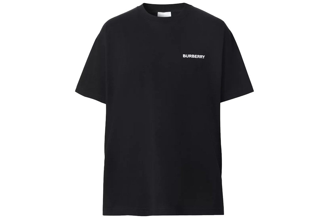 Pre-owned Burberry Ekd Print Cotton Oversized T-shirt Black
