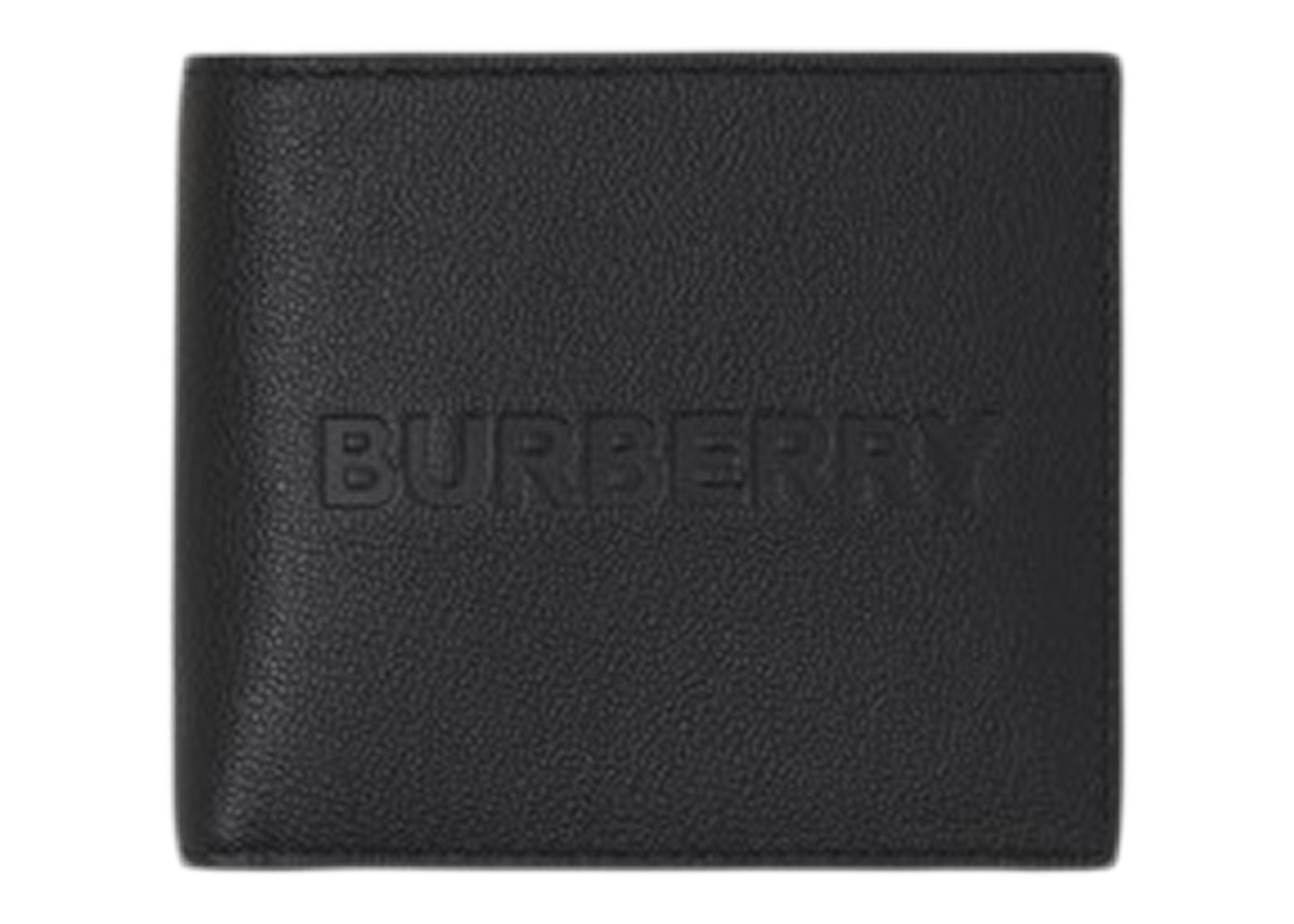 Burberry Embossed Leather Bifold Wallet Black in Calfskin Leather 