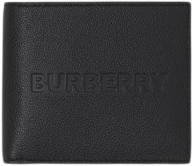 Embossed Checked Leather Wallet in Black - Burberry