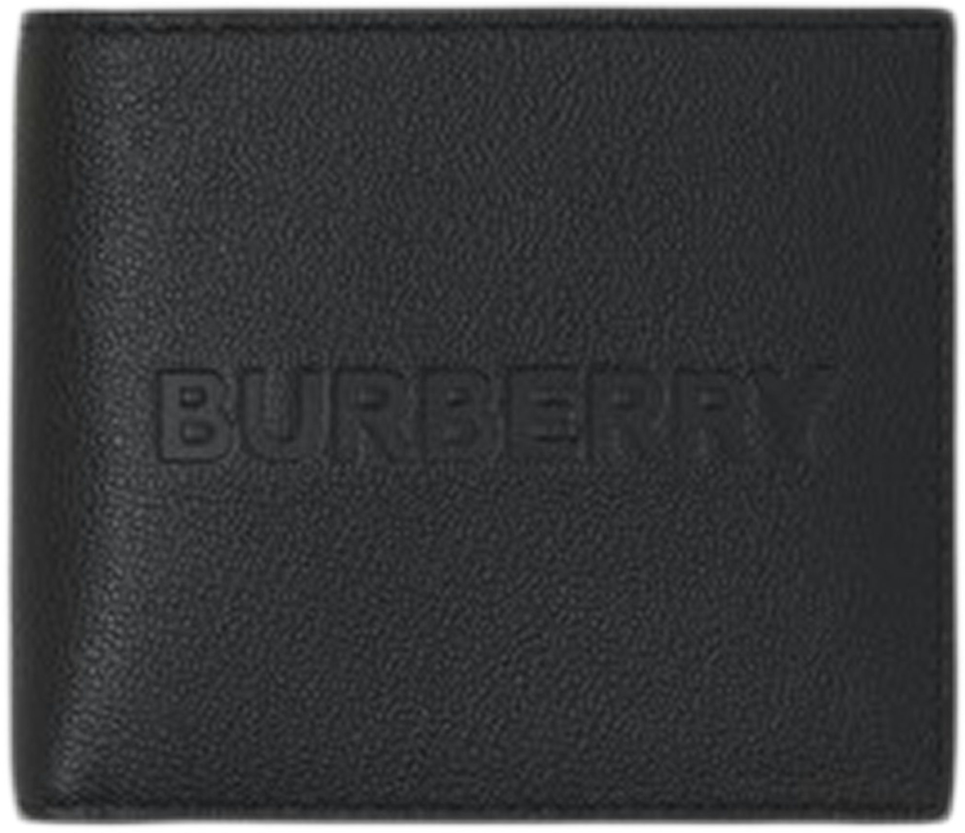 AUTH NWT $440 Burberry Men’s Embossed Checked Motif Leather Bifold  Wallet-Black