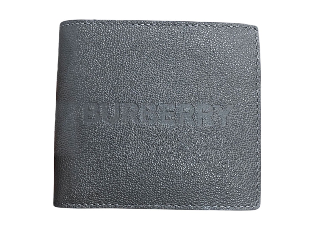 Pre-owned Burberry Embossed Leather Bifold Wallet Grey