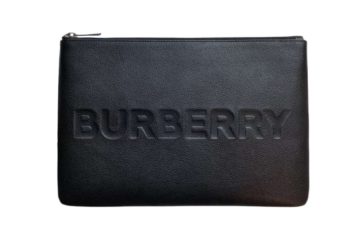 Pre-owned Burberry Embossed Leather Pouch Black