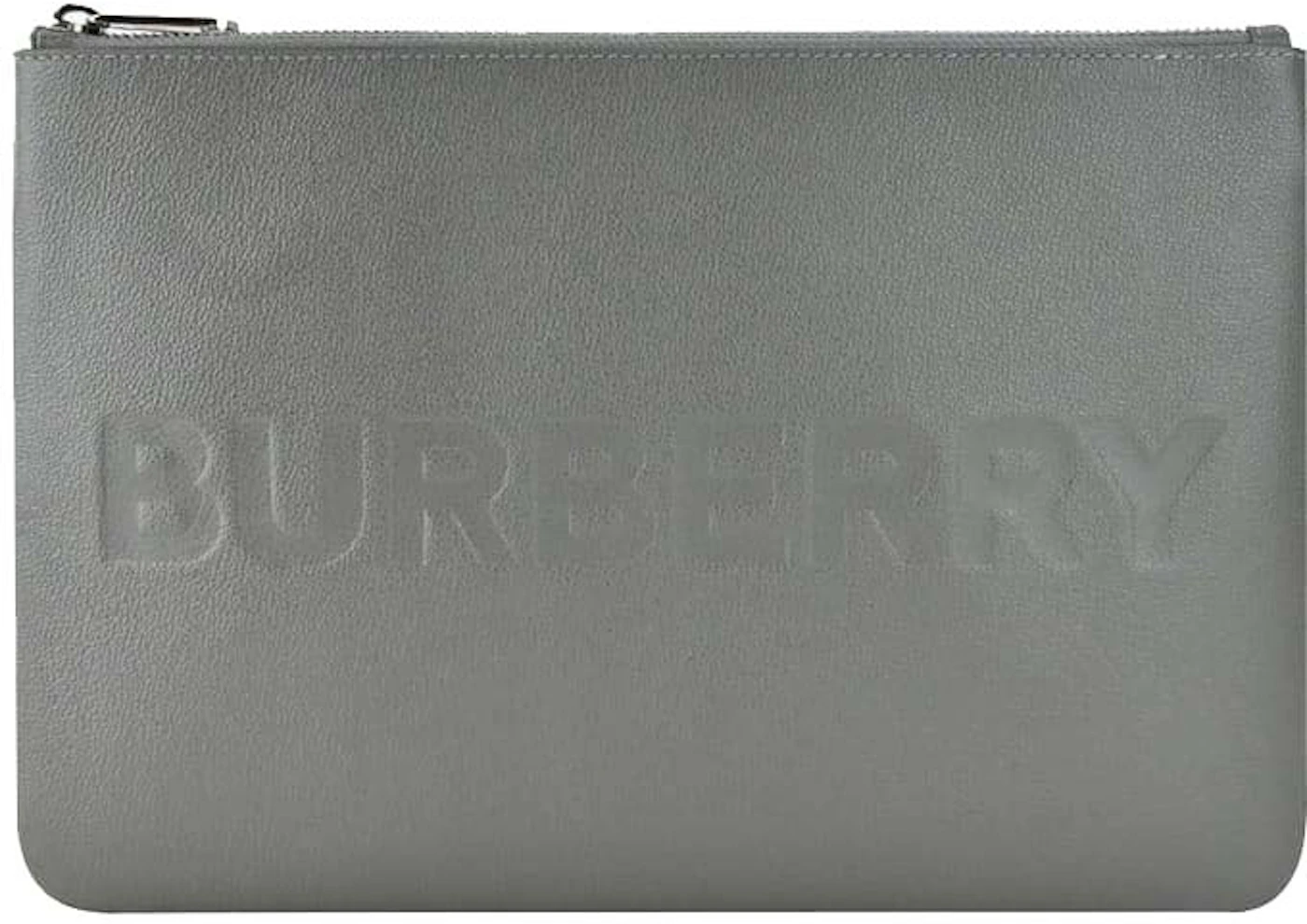 Burberry Embossed Leather Pouch Charcoal Grey