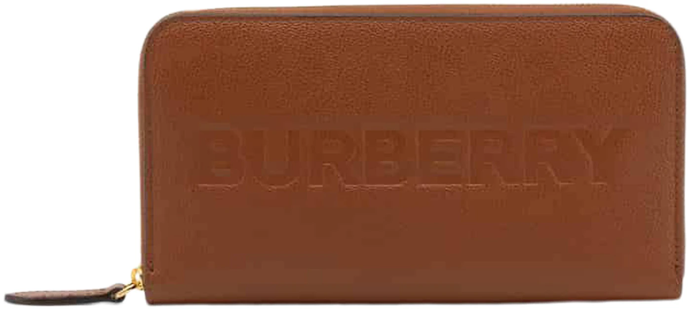 Burberry Embossed Leather Zip-Around Wallet Tan in Leather with Gold ...