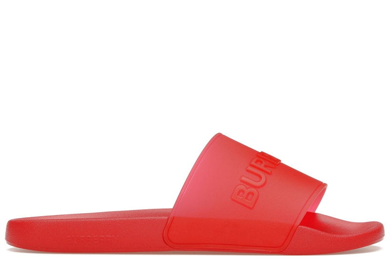 Burberry Embossed Logo Slides Bright Red