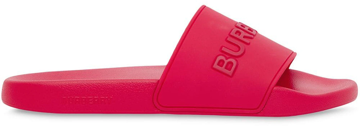 Burberry Embossed Logo Slides Bright Red Men's - 80417371 - US