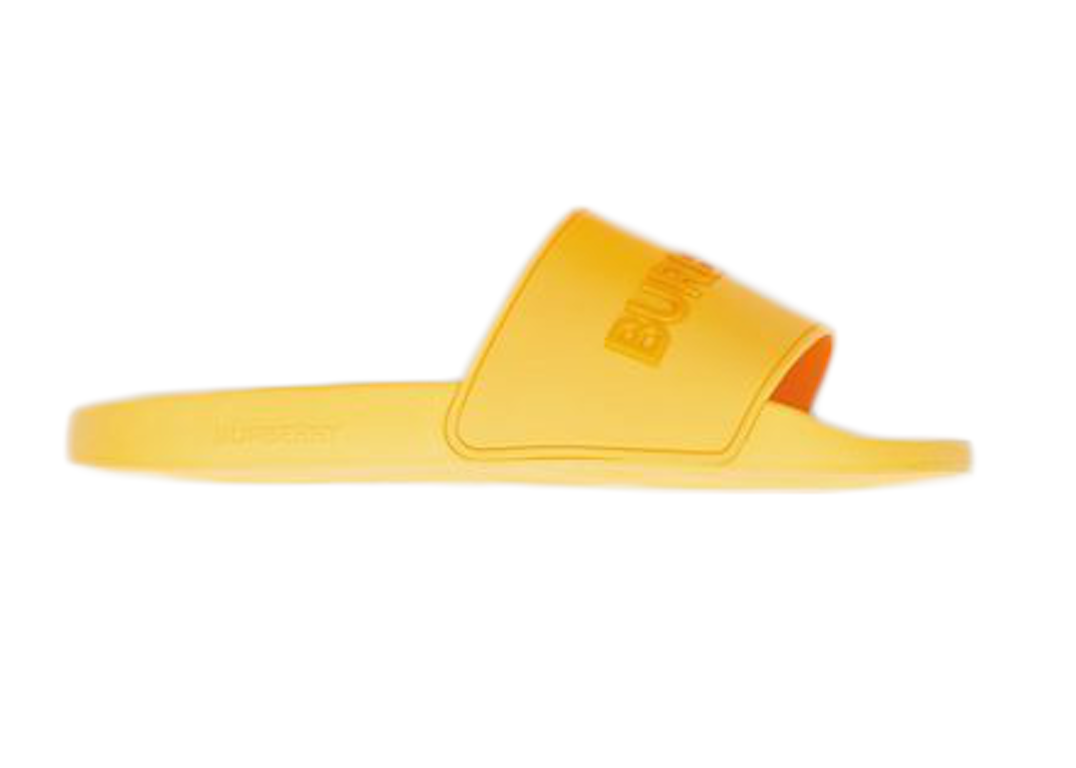 Pre-owned Burberry Embossed Logo Slides Yellow