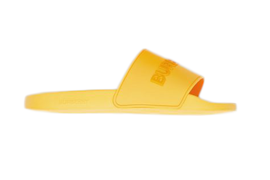 Pre-owned Burberry Embossed Logo Slides Yellow