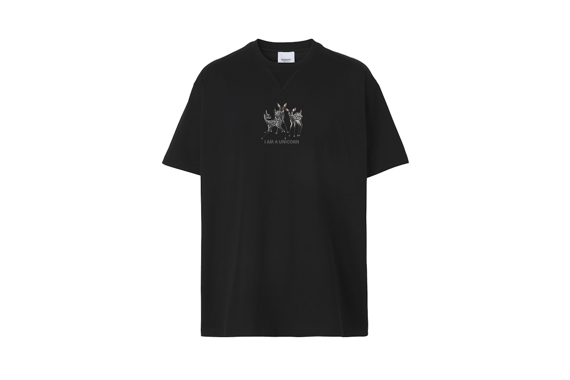 Pre-owned Burberry Embroidered Deer Cotton Oversized T-shirt Black