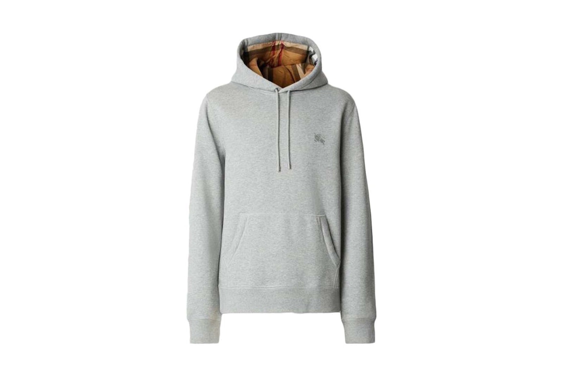 Pre-owned Burberry Embroidered Ekd Cotton Blend Hoodie Pale Grey Melange