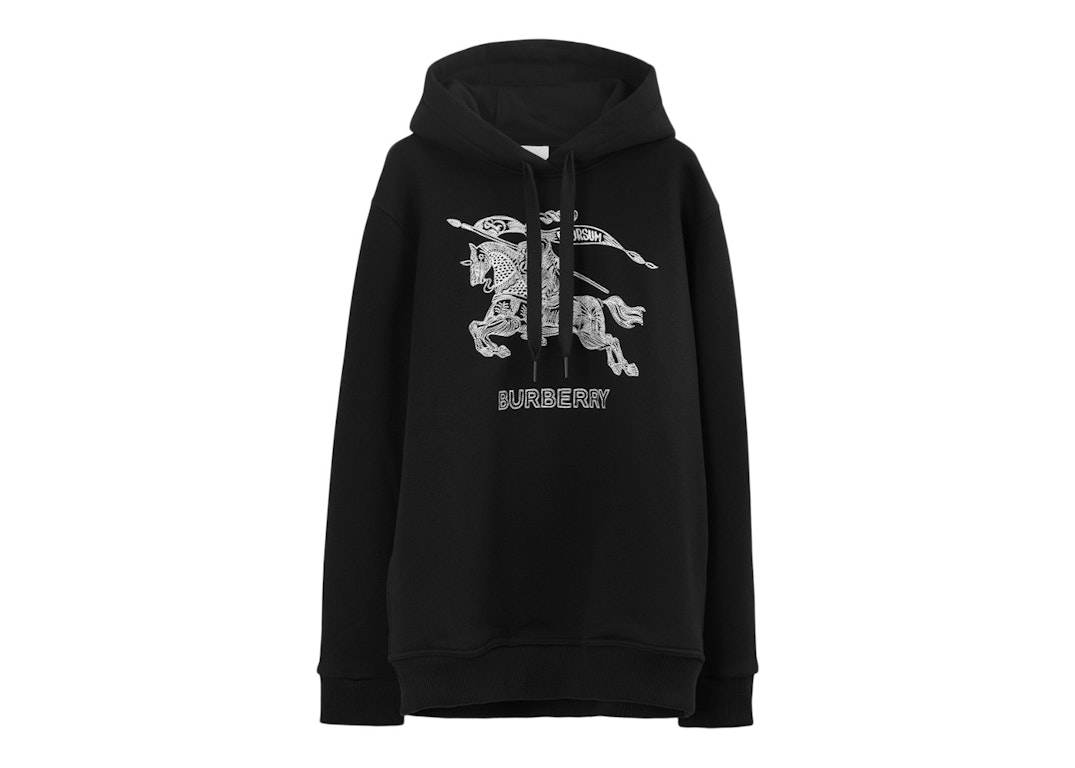 Pre-owned Burberry Embroidered Ekd Cotton Hoodie Black