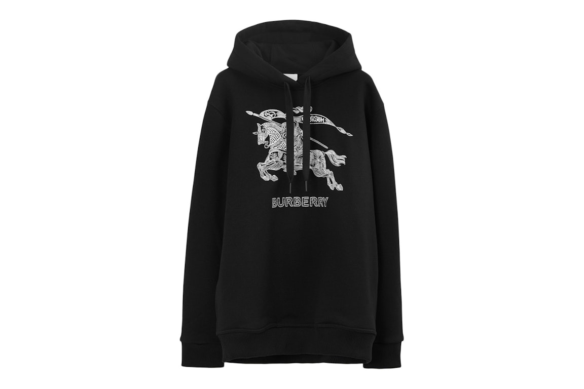 Pre-owned Burberry Embroidered Ekd Cotton Hoodie Black