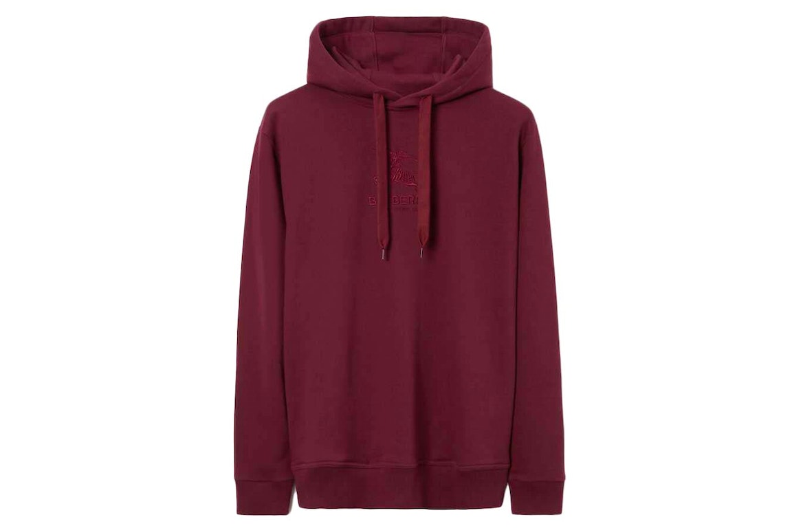 Pre-owned Burberry Embroidered Ekd Cotton Hoodie Deep Crimson