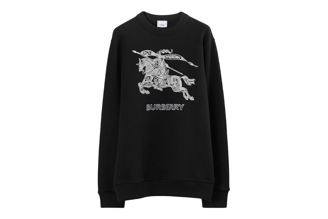 Pre-owned Burberry Embroidered Ekd Cotton Sweatshirt Black