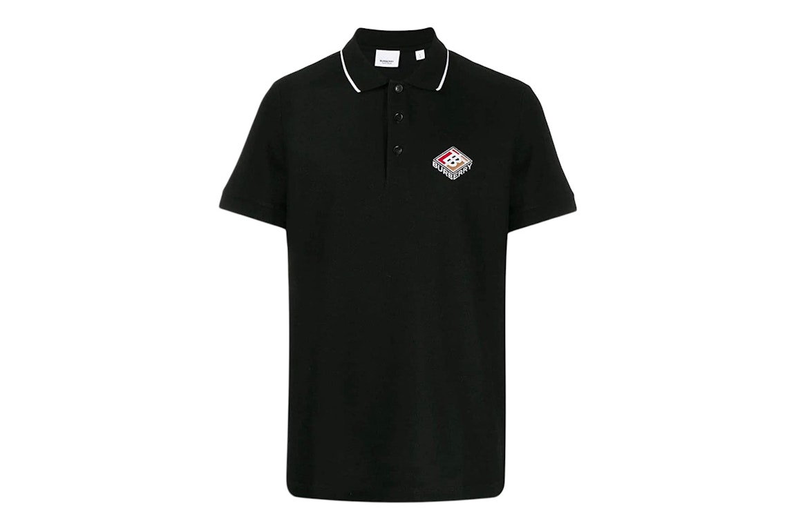 Pre-owned Burberry Embroidered Graphic Logo Polo Shirt Black