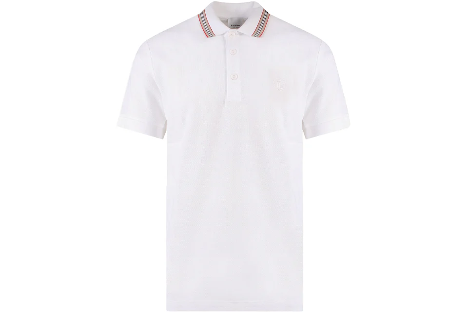Burberry Embroidered Logo Biologic Piqu Cotton Polo Shirt White Men's ...
