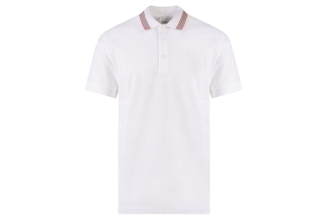 Pre-owned Burberry Embroidered Logo Biologic Piqu Cotton Polo Shirt White