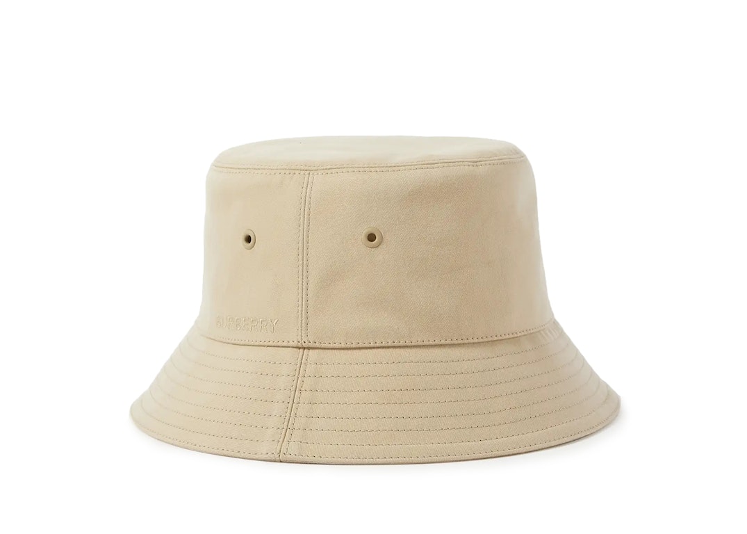 Pre-owned Burberry Embroidered Logo Bucket Hat Honey