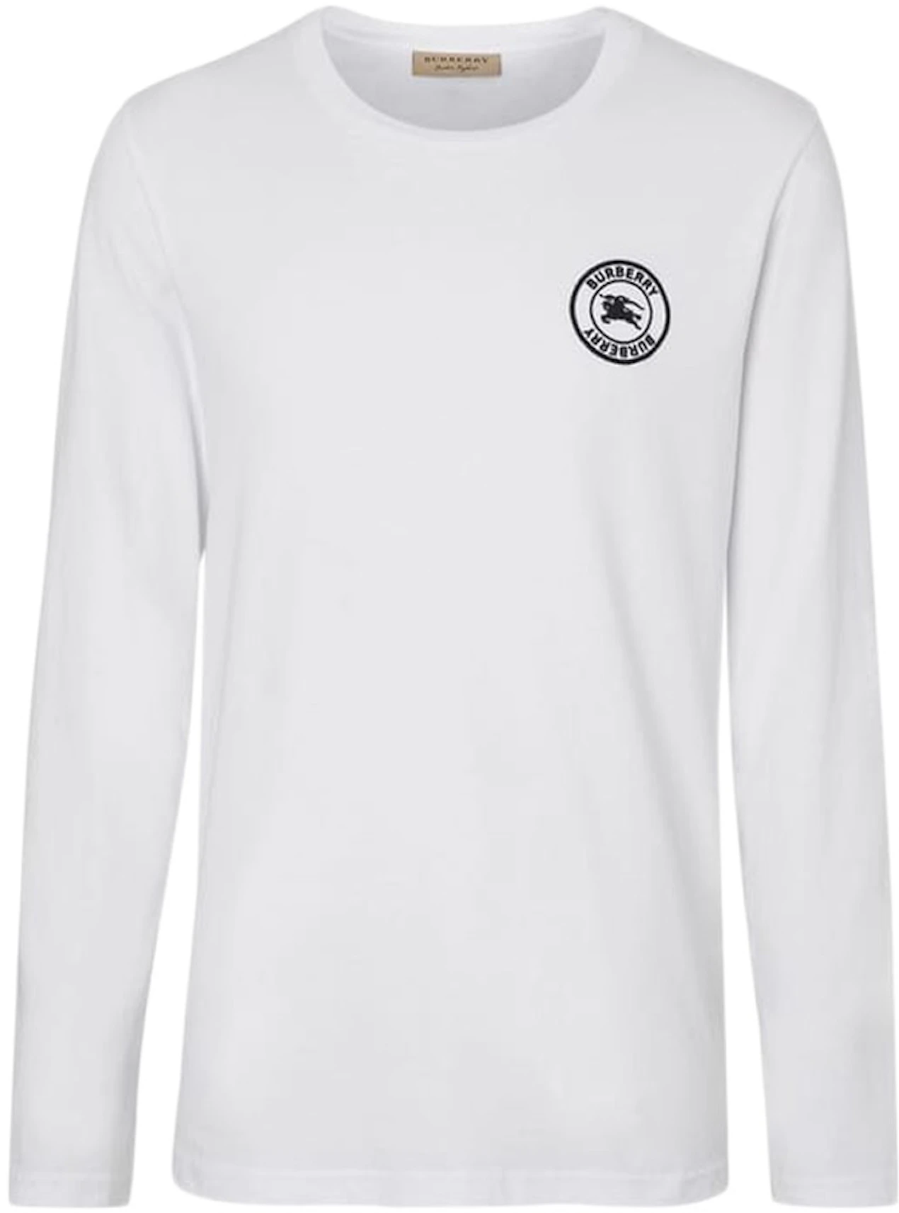 Burberry Embroidered Logo Cotton Long Sleeve T-shirt White - US