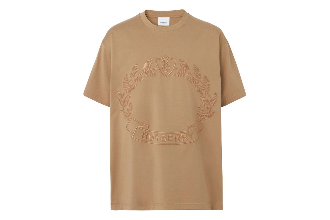 Pre-owned Burberry Embroidered-logo Cotton T-shirt Beige
