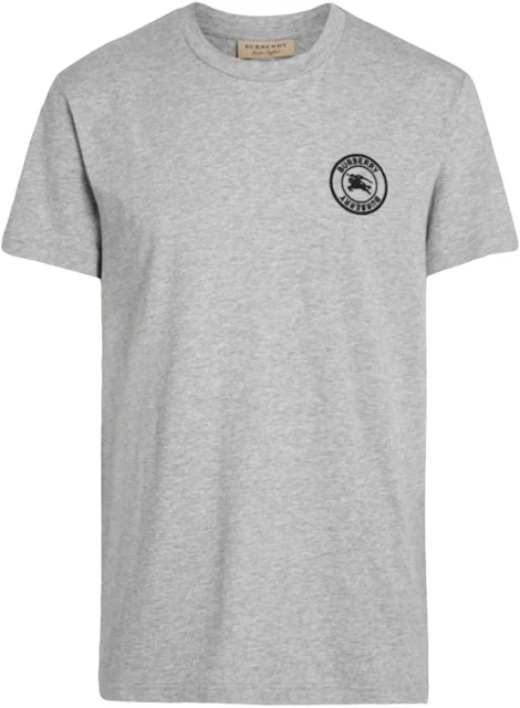 Burberry Embroidered Logo Cotton T-shirt Grey/Black Men\'s - US