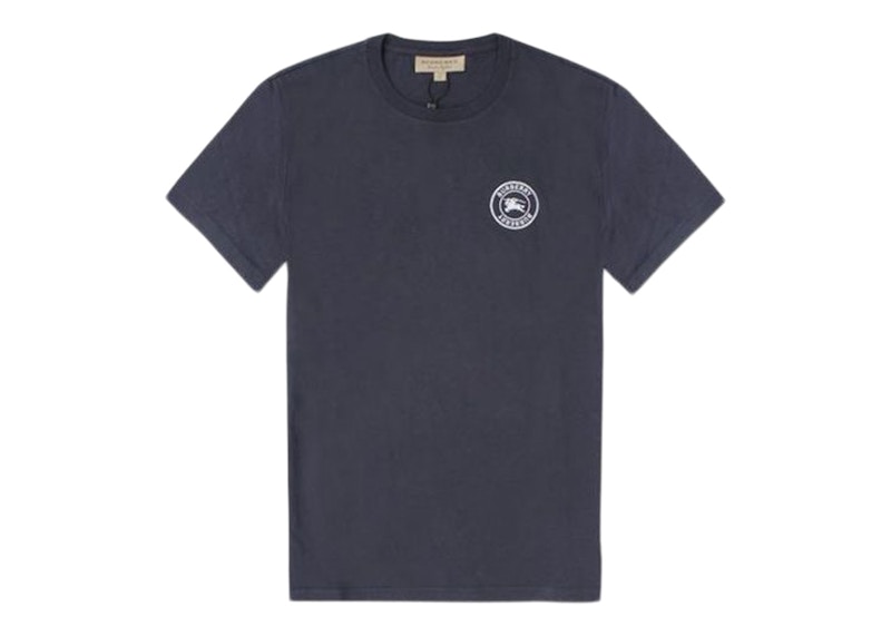 Burberry Embroidered Logo Cotton T-shirt Navy