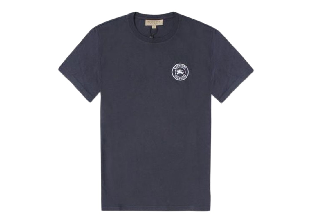 Pre-owned Burberry Embroidered Logo Cotton T-shirt Navy