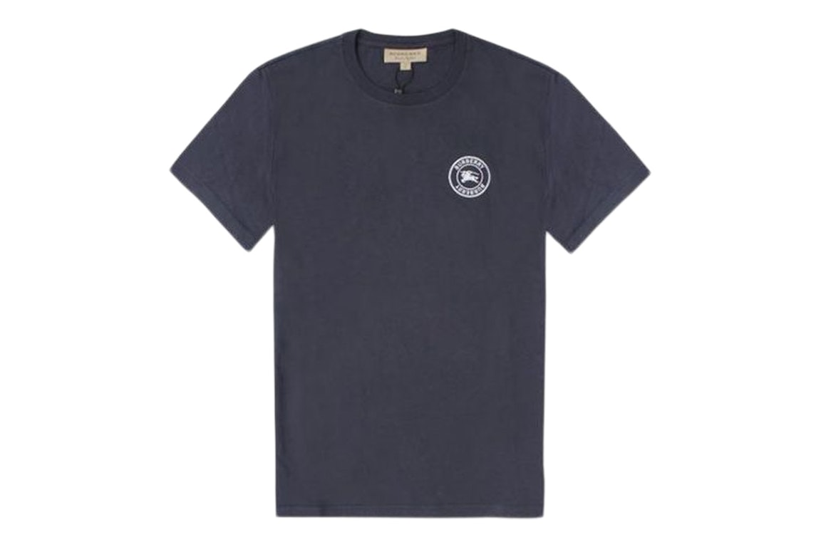 Pre-owned Burberry Embroidered Logo Cotton T-shirt Navy