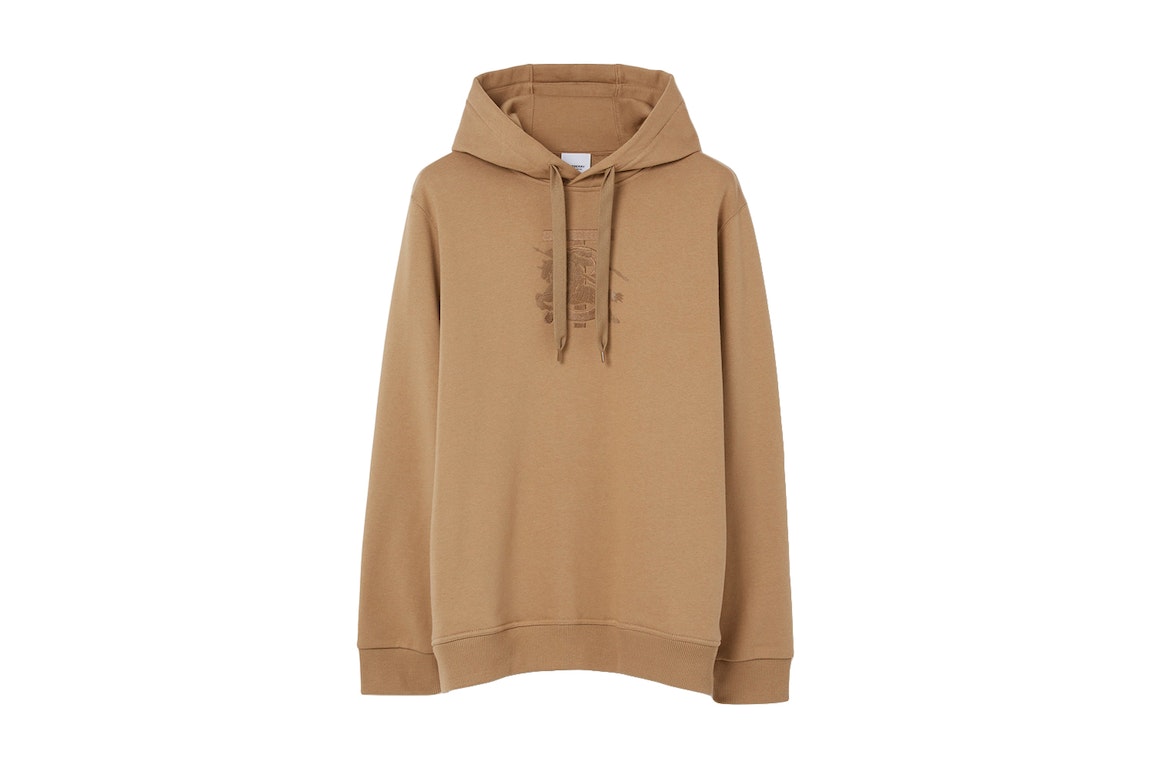 Pre-owned Burberry Embroidered Monogram Ekd Cotton Hoodie Camel