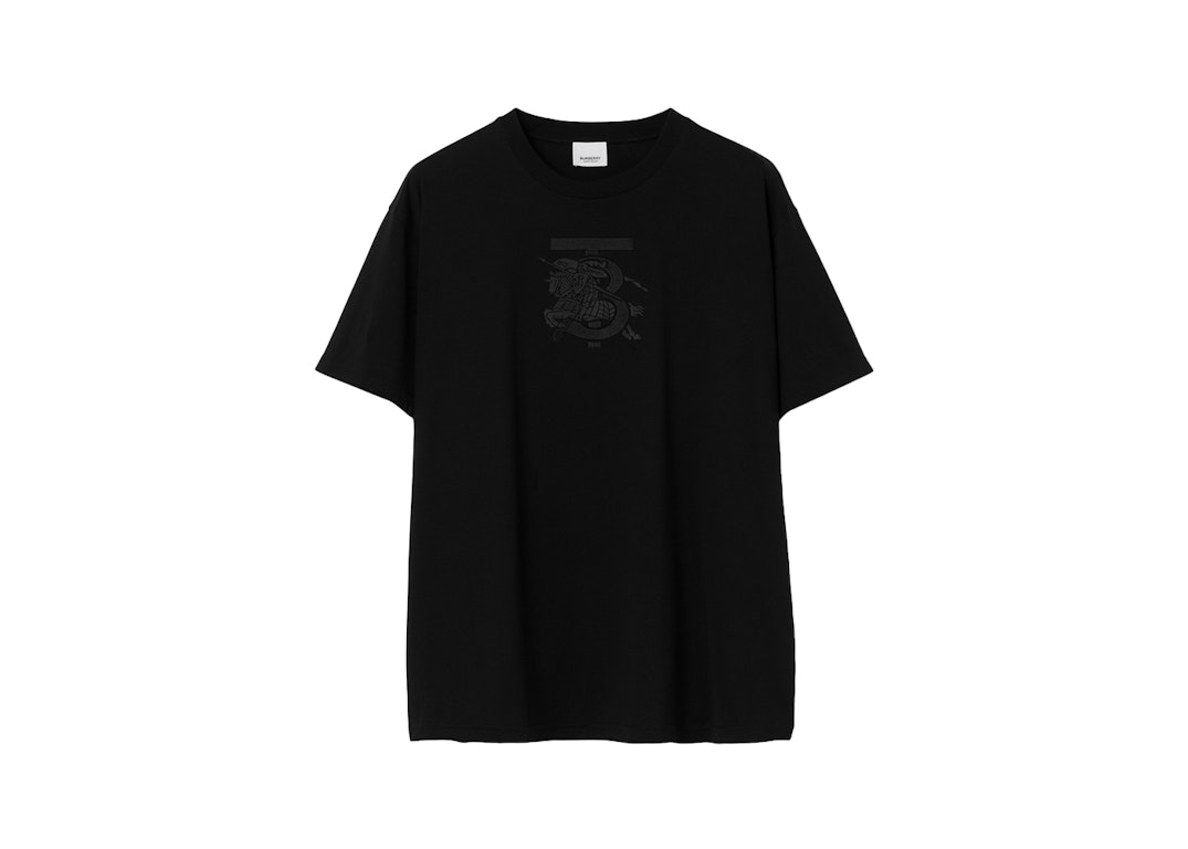 Pre-owned Burberry Embroidered Monogram Ekd Cotton T-shirt Black