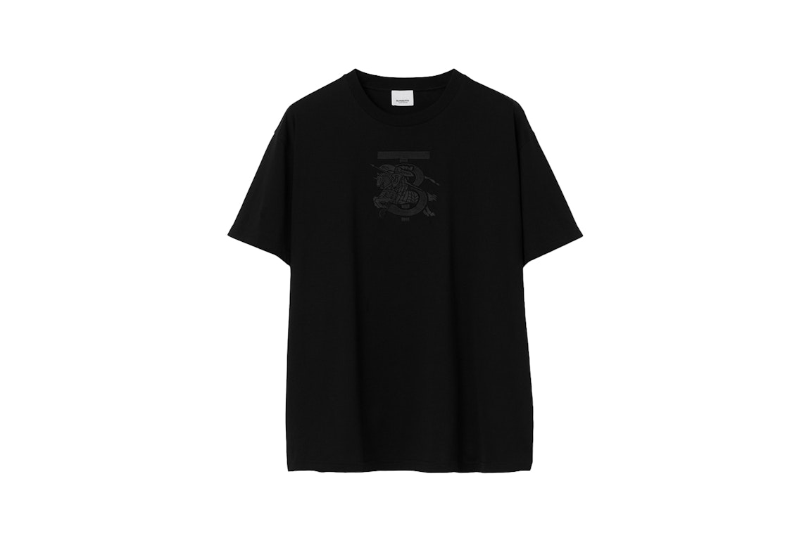 Pre-owned Burberry Embroidered Monogram Ekd Cotton T-shirt Black