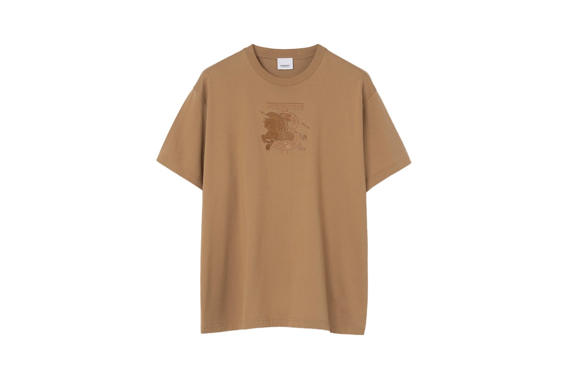 Pre-owned Burberry Embroidered Monogram Ekd Cotton T-shirt Camel