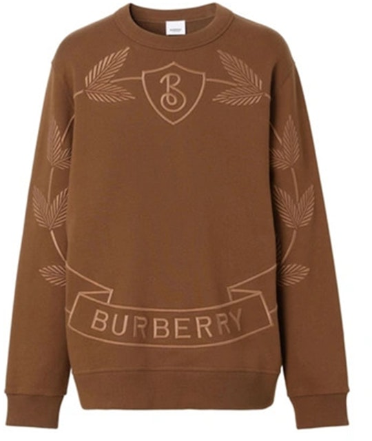 Egnet Hoved Tilsætningsstof Burberry Embroidered Oak Leaf Crest Cotton Sweatshirt Dark Birch Brown -  SS23 Men's - US