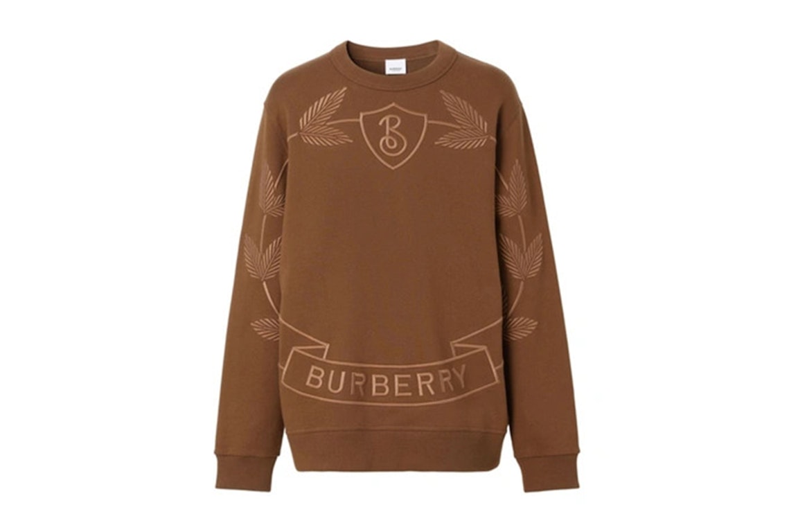 Pre-owned Burberry Embroidered Oak Leaf Crest Cotton Sweatshirt Dark Birch Brown